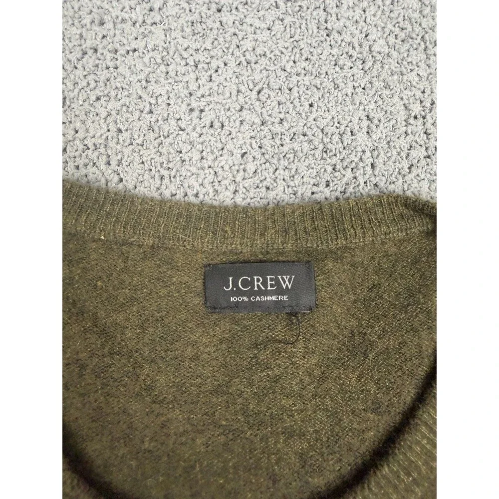 J Crew Sweater Mens L Green 100% Cashmere Crewneck Pullover Soft Lightweight